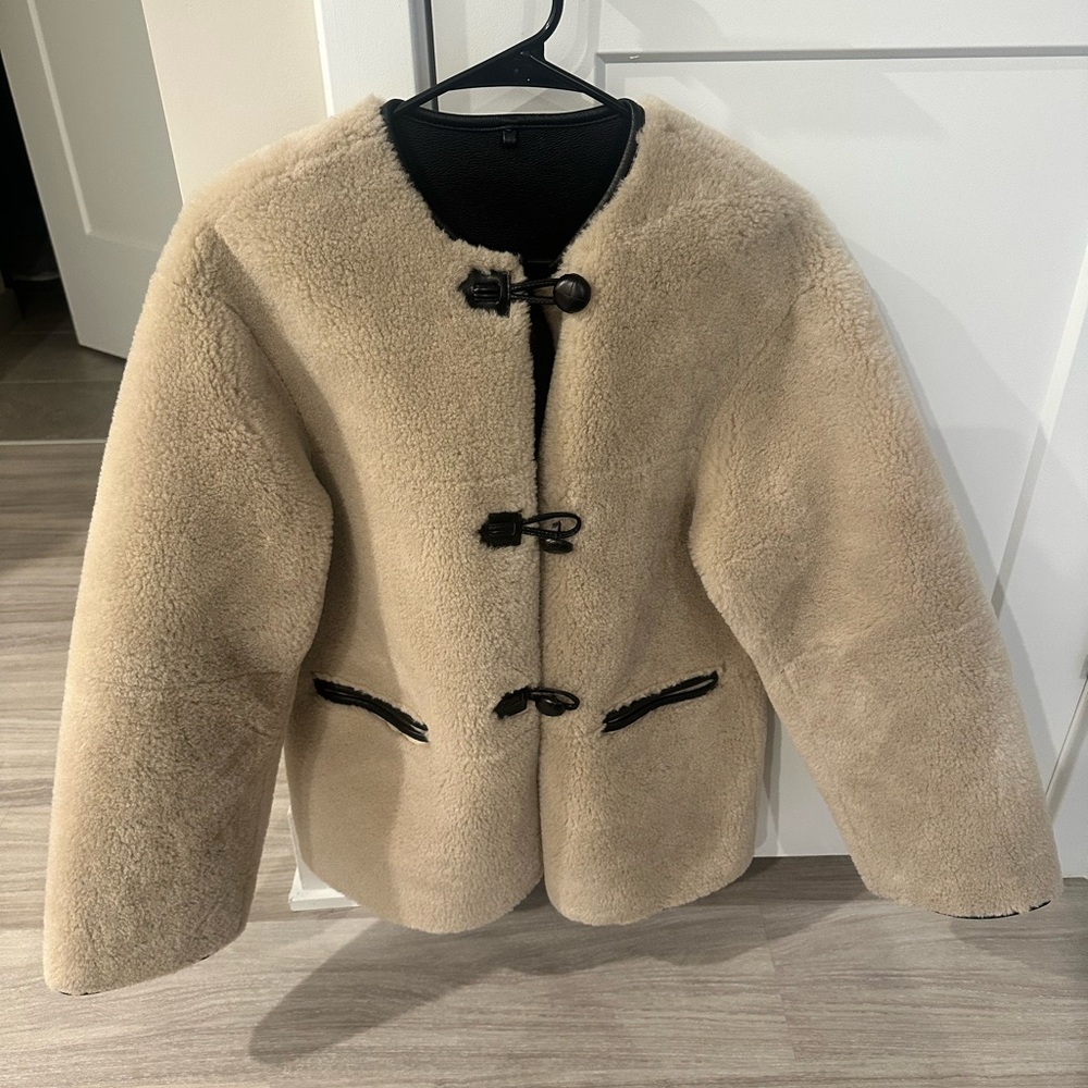 Women's Beige Toggle Coat- Mango